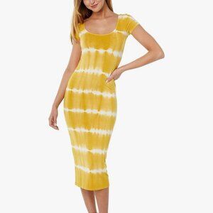 Billabong Yellow Mid Day Midi Knit Tie-Dye Dress (NWOT)
